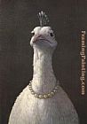 Fowl Canvas Paintings - Michael Sowa Fowl with Pearls